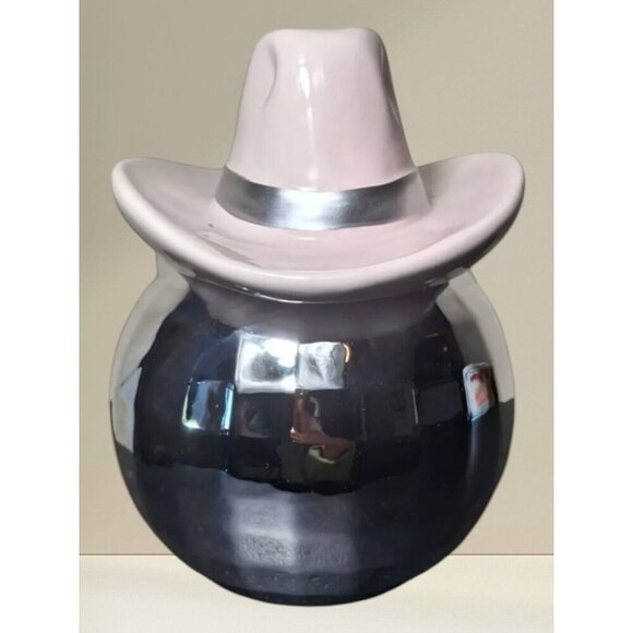 Disco Ball Light Pink Cowboy Hat Cookie Jar – Fun & Unique Home Decor 10” - Picture 1 of 7